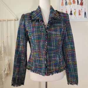 Michele | Fringey Black + Rainbow Tweed Blazer